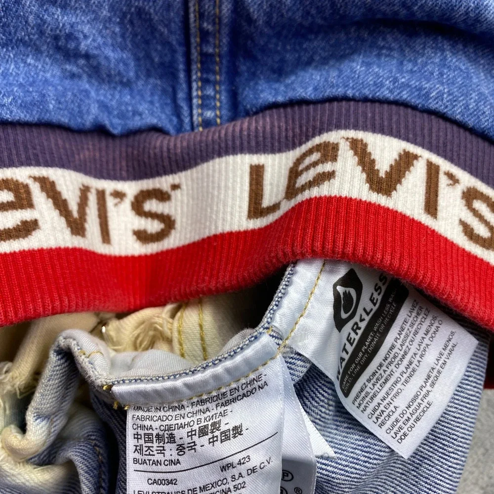 Levis Distressed Ombre Tie Dye Denim Trucker Jacket Custom Bleached Safety Pin L